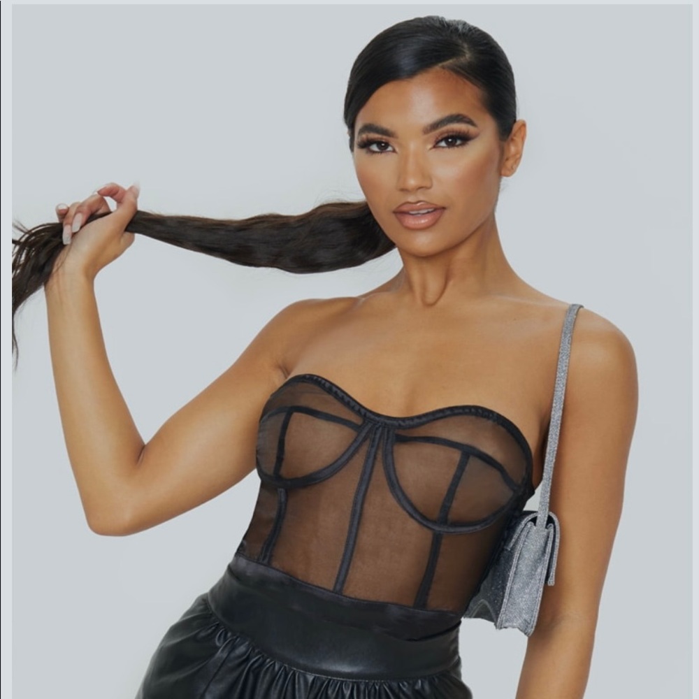 Black Sheer Long Corset